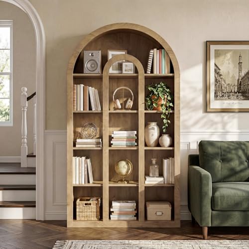71" Tall Bookshelf, 5-Tier Arched Bookcase with Open Shelves, view 5