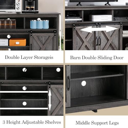 57In Wooden Farmhouse Entertainment Center for 60/65 inch TV, view 7