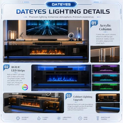 80 Inch Fireplace TV Stand for TVs up to 90", view 7