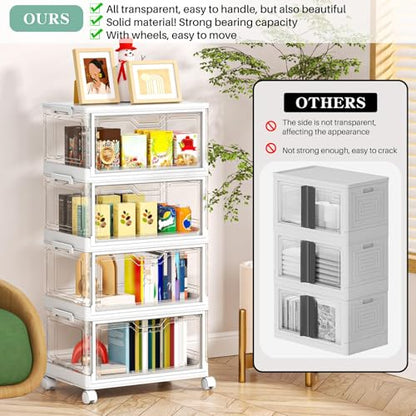 Clear Storage Bins with Lids - 4 Tier 23qt Plastic Stackable Bins, view 7