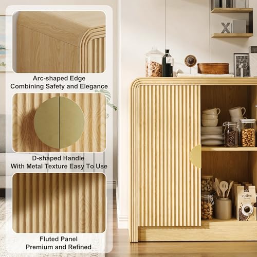55" Fluted Buffet Sideboard Cabinet, view 7