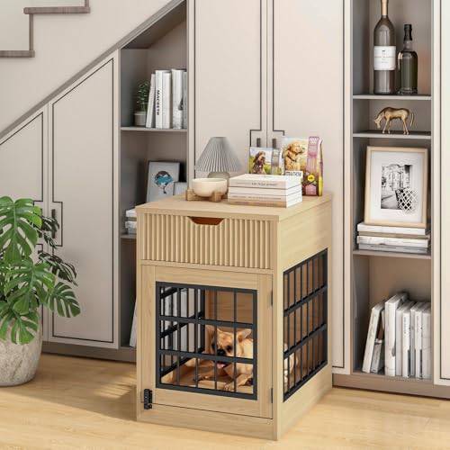 Modern Dog Crate Furniture with Charging Station, view 6