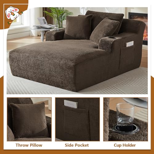 66" Oversized Chaise Lounge Chair, Corduroy Boneless Cloud Couch, view 6