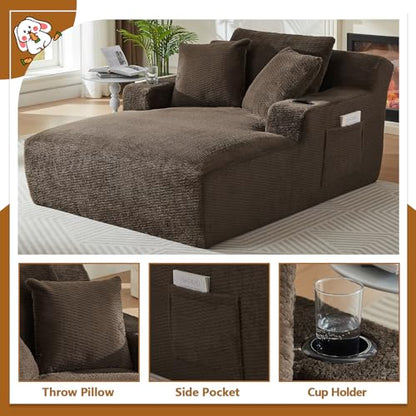 66" Oversized Chaise Lounge Chair, Corduroy Boneless Cloud Couch, view 6