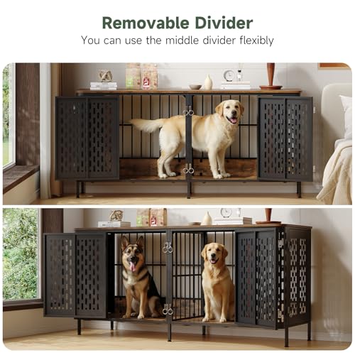 71” Double Dog Crate Furniture, Large Dog Kennel Furniture, view 5