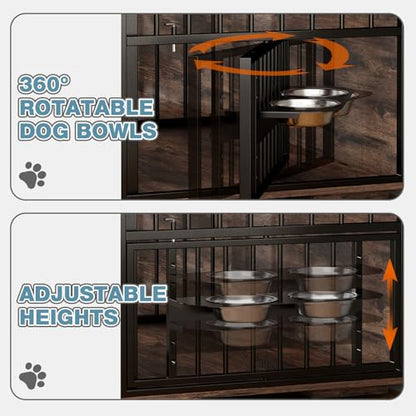 86.6" Double Dog Crate Furniture for 2 Dogs, view 4