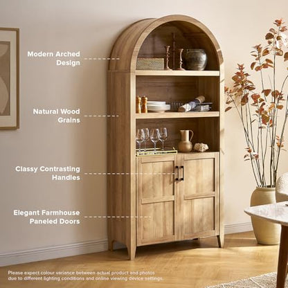 Lauren 77.4" Bookcase, Storage Cabinet, Pantry (Oak), view 5