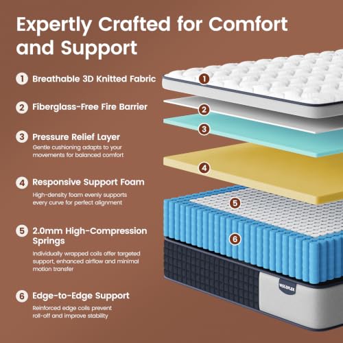 14 inch Medium Firm Queen Mattress Extra Back Support, 365 Nights Trial, view 3