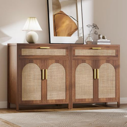 Rattan Buffet Cabinet with Storage Set of 2, view 2