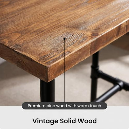 DIY Industrial Design Pipe Dining Table Casual Pub BAR Laptop Table Modern Studio Wood and Metal Rectangular Dining Table homeoffice Desk Breakfast high bar Table Brown Desktop 47.3" × 23.6"