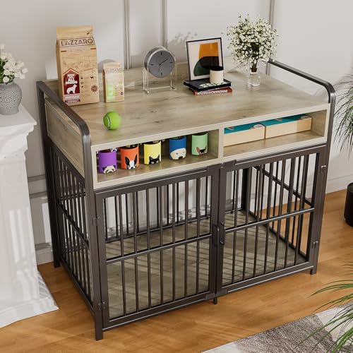 Large Dog Crate Furniture with Drawers Storage, view 4