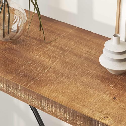 Industrial Solid Wood Bookshelf in Distressed Brown, view 6