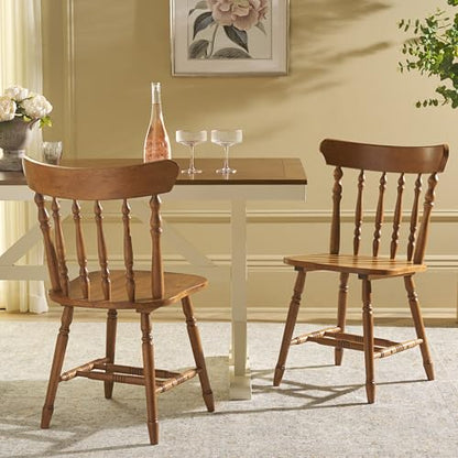 SAFAVIEH Home Collection - Coralyn Honey Caprail Dining Chair Set of 2, Solid Wood Farmhouse Kitchen Chairs (DCH8505C-SET2)