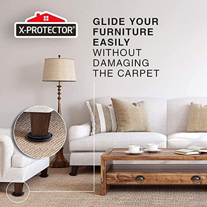 Furniture Sliders for Carpet 8 PCS Best Heavy Moving Pads 4 3/4" - Sliders for Furniture. Move Your Furniture Easy with Reusable Furniture Movers Sliders for Carpets!