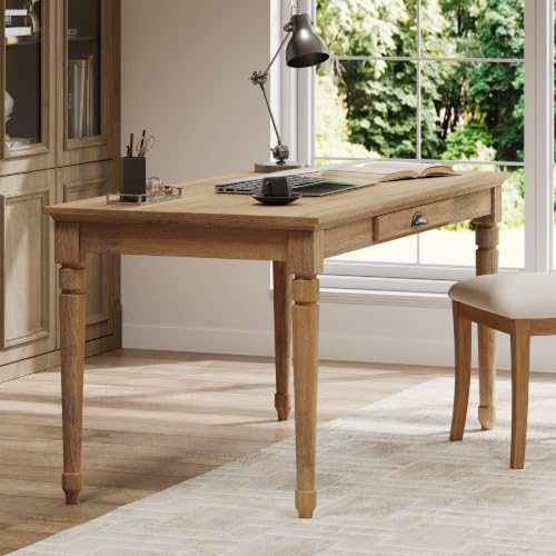 60" Writing Desk with Storage Drawer, Extra Long Rustic Farmhouse Table, view 5