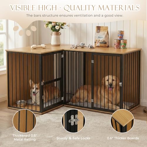 Large Double Dog Crate Furniture, Dark, view 6