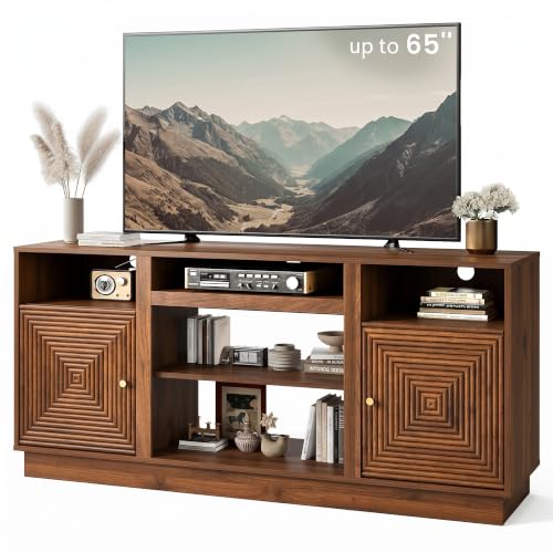 Tall TV Stand for TVs Up to 65", Mid-Century Modern, Walnut, view 6