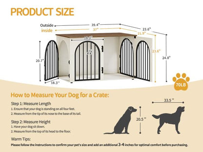 39.4'' Dog Crate Furniture,Dog Kennel Indoor for Medium/Large Dogs, view 3