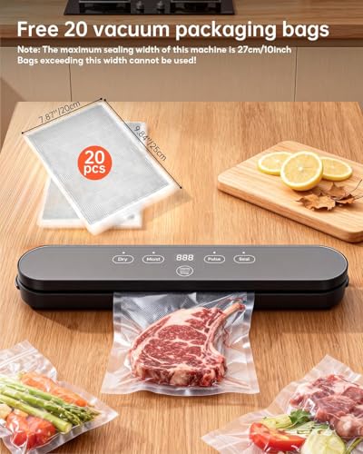Vacuum Sealer for Food, 4-in-1 Food Sealer Machine Digital Timer, view 8