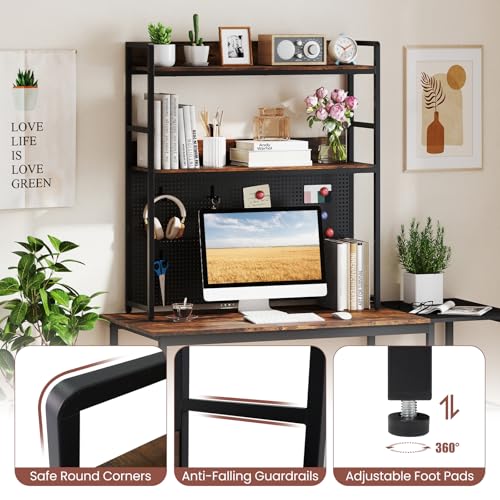 LDAILE 2-Tier Desk Hutch with Pegboard Desktop Organizer, view 7