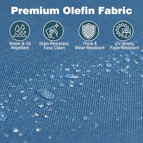 Patio Furniture Set, 7PCS Outdoor Wicker Conversation Set with 6" Thick Cushions, High Back Rattan Sofa & Swivel Rocker Chairs, Weather Resistant Olefin Fabric for Garden, Poolside, Navy Blue