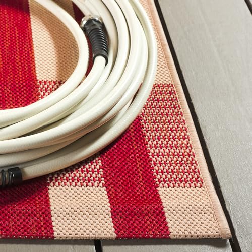 SAFAVIEH Courtyard Collection 8' x 10' Red/Bone CY6201 Plaid Indoor/ Outdoor Patio Backyard Mudroom Area Rug