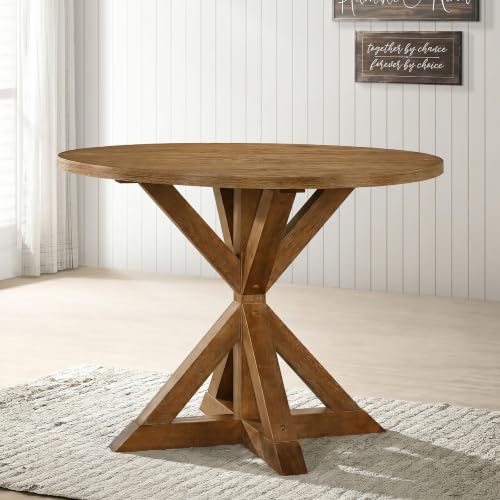 Windvale Cross-Buck Base Counter Height Dining Table, Cottage Oak