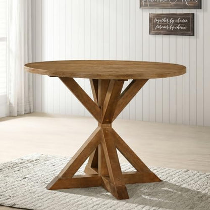 Windvale Cross-Buck Base Counter Height Dining Table, Cottage Oak