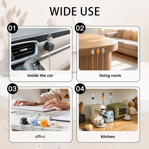Rotatable Cord Holder for Nightstand, 2026 New 360°Rotating Magnetic Cable Clips, view 8