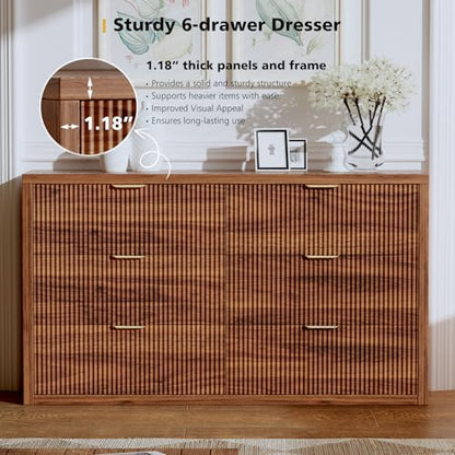 55.12" Modern Chest of Drawer, 6 Deep Drawers, Clothes Organizer, view 8