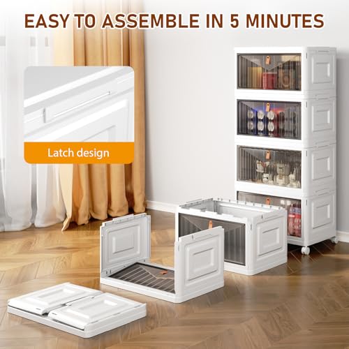 Closet Organizers and storage with Wheels, 23QT White, view 4