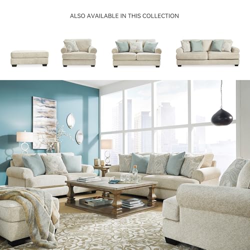 Signature Design by Ashley Monaghan 44" Rectangular Ottoman, No Assembly Required, Upholstered Chenille Fabric Footrest, Casual Living Room Coffee Table Accent, Sandstone Beige