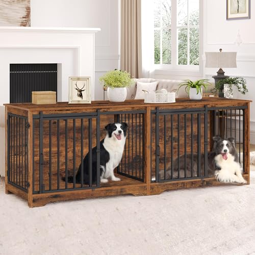 77.6 in Double Dog Crate Furniture, Dog Crates for 2 Dogs, view 2