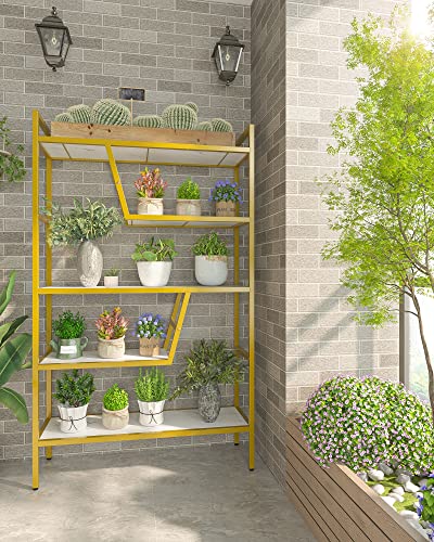 5-Tier Adjustable Bookshelf Wood Bookcase with Metal Frame Book Shelf Organizer for Living Room/Bedroom/Study Room,46 Variants