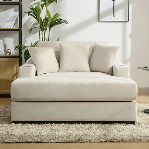 Modern 55" Chaise Lounge with Pillow, Charge Station & Cup Holders, view 4