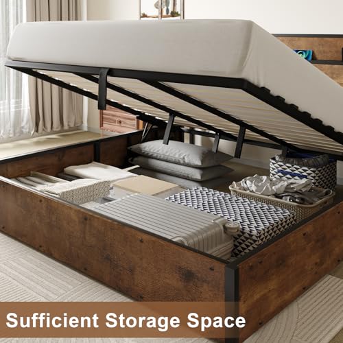 King Size Lift Up Storage Bed Frame with Charging Station, view 4