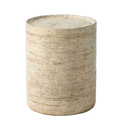 Milky cement round outdoor accent side table, view 2