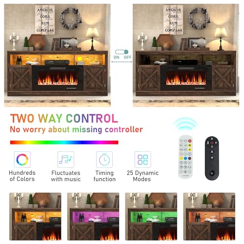 Farmhouse Fireplace TV Stand for 70/75/80 Inch TV, view 4
