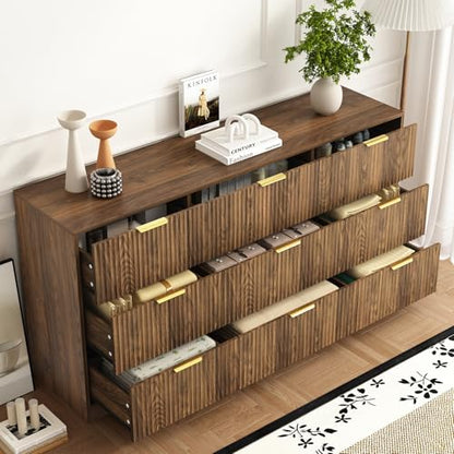 9 Drawer Fluted Dresser for Bedroom with Deep Drawers, view 7