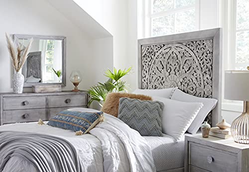 Solid-Wood Low-Profile Bed, Queen, Boho Chic - Washed White