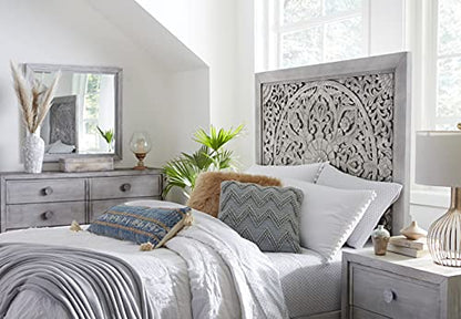 Solid-Wood Low-Profile Bed, Queen, Boho Chic - Washed White