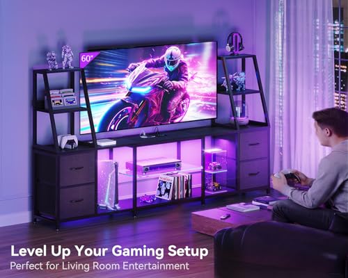 LED TV Stand for 50–65 Inch TVs with Power Outlets & RGB Ligths, view 4