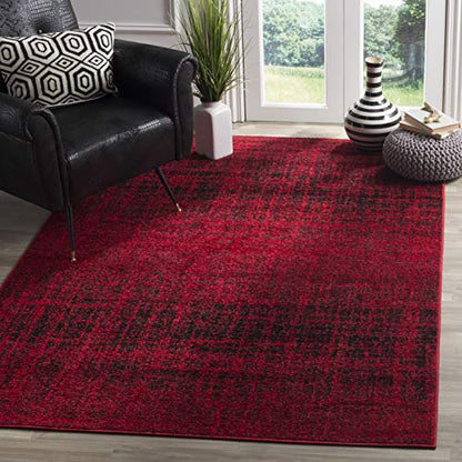 SAFAVIEH Adirondack Collection Area Rug - 5'1" x 7'6", Red & Black, Modern Abstract Design, Non-Shedding & Easy Care, Ideal for High Traffic Areas in Living Room, Bedroom (ADR116F)