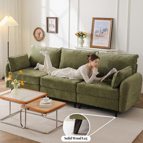 104'' Modular Sectional Sofa with All Seats Storage, Oversized L Shaped Couch for Living Room,3-Seater Comfy Cloud Couches with Movable Ottoman,Big Sectional for Bedroom,Velet,Green
