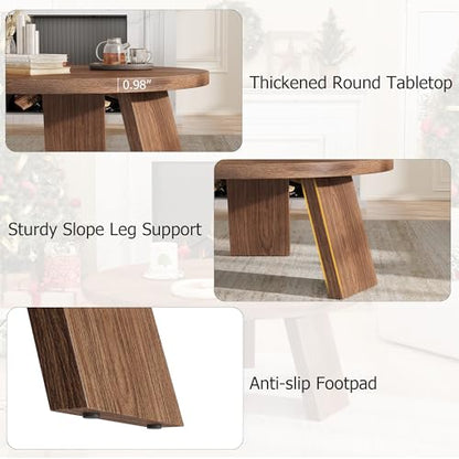 Farmhouse TV Stand, Inclined Legs Coffee Table, Set of 2, Brown, view 4