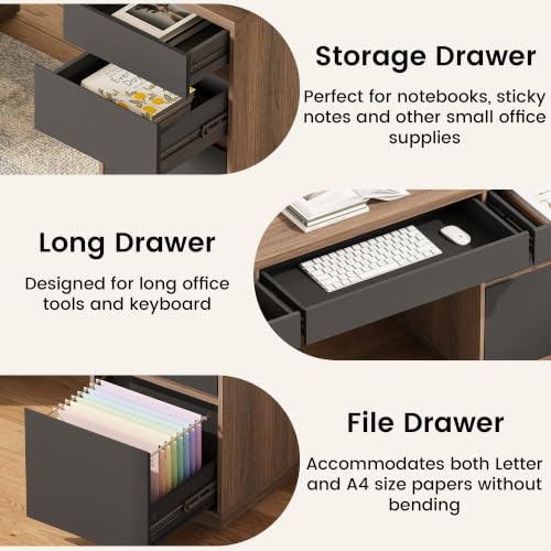 Computer Desk with Storage, 63'' Executive Desk with 7 Drawers, view 6
