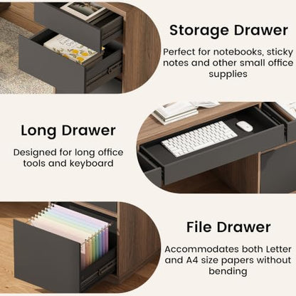 Computer Desk with Storage, 63'' Executive Desk with 7 Drawers, view 6