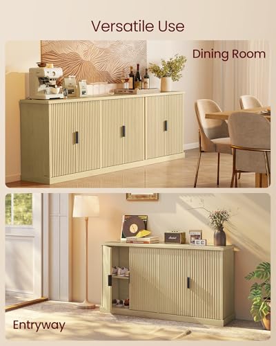 VASAGLE Contemporary Buffet Cabinet with Adjustable Shelves, Fluted Doors, view 7