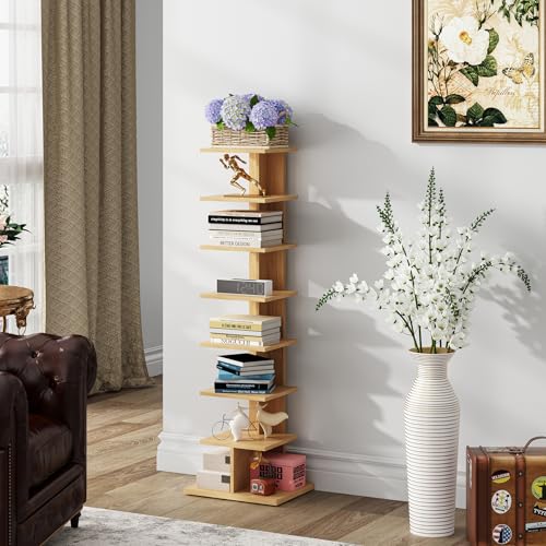 Book Shelf, Narrow Spine Bookshelf, 8-Tier Bookcase for Small Space, view 5