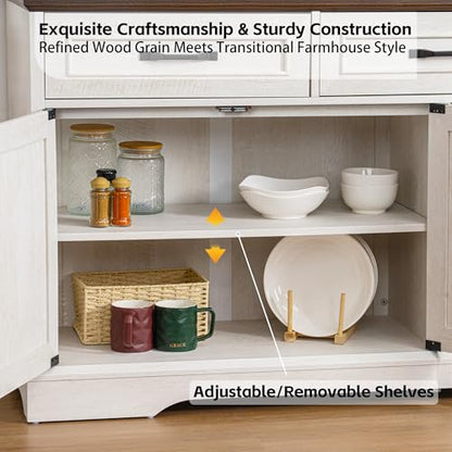 66" Large Sideboard Buffet Cabinet with Storage, Farmhouse Buffet Sideboard, view 5